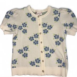 Beige Flower Button Up Top